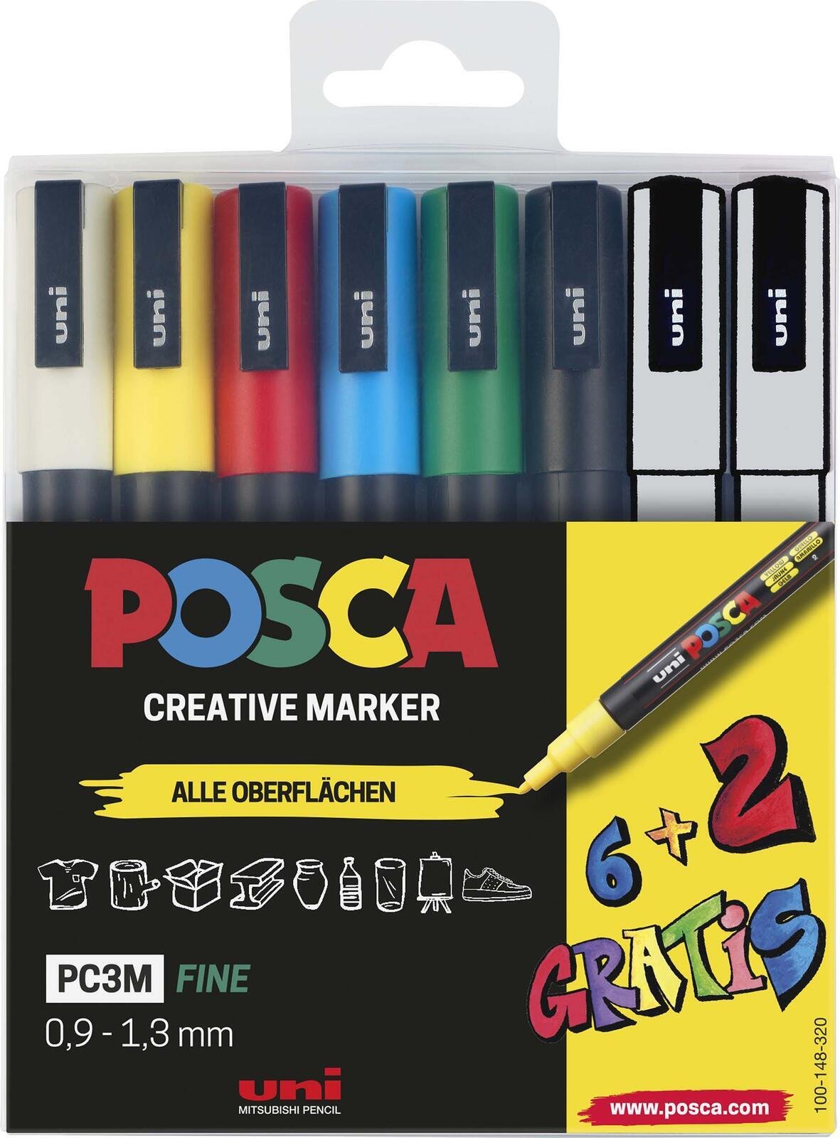 Posca POSCA Marker UNI PC-3M 6+2 Set
