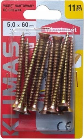 Wkręt-met Wkręty hartowane do drewna 5x60mm 11szt PZ2 złote