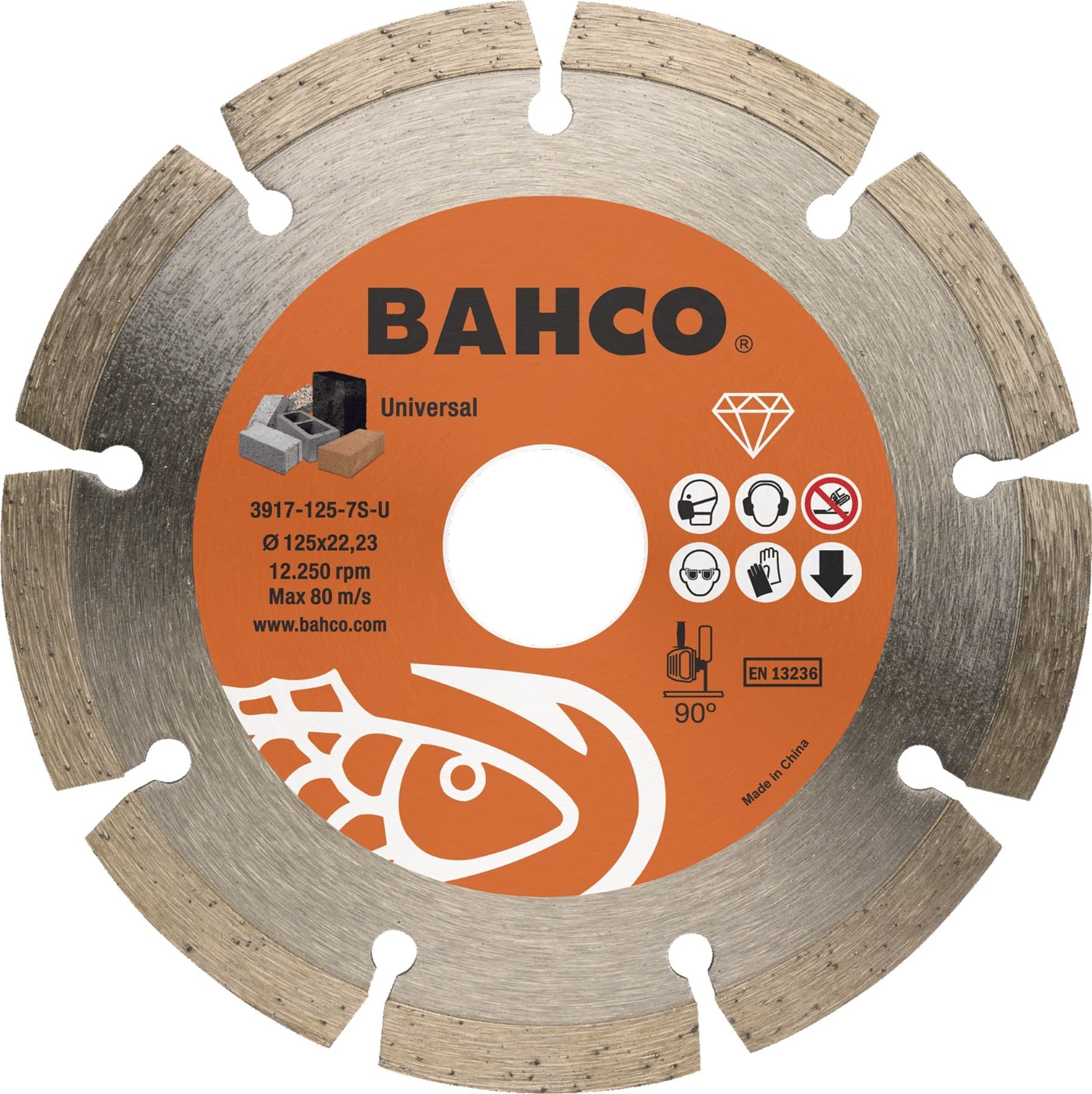 Bahco Tarcza diamentowa 125mm x 2.0mm x 22.23mm do ceramiki segmenty spiekane 7 mm BAHCO