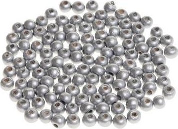 BREWIS Koraliki drewniane do nawlekania srebrne 8mm 120sz