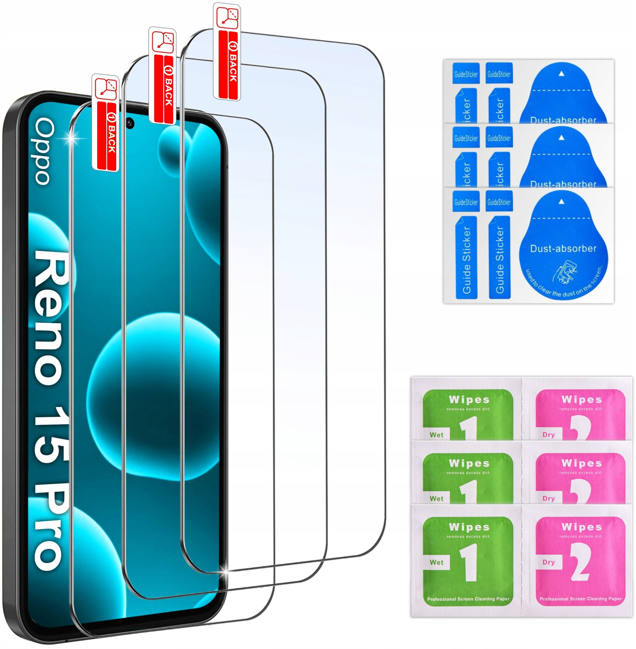 krainaGSM 3x SZKŁO HARTOWANE SZYBKA 9H do Oppo Reno 15 Pro 5G