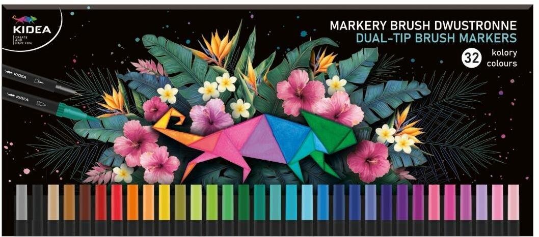 Derform Markery Brush dwustronne w ozdobnym pudełku 32szt
