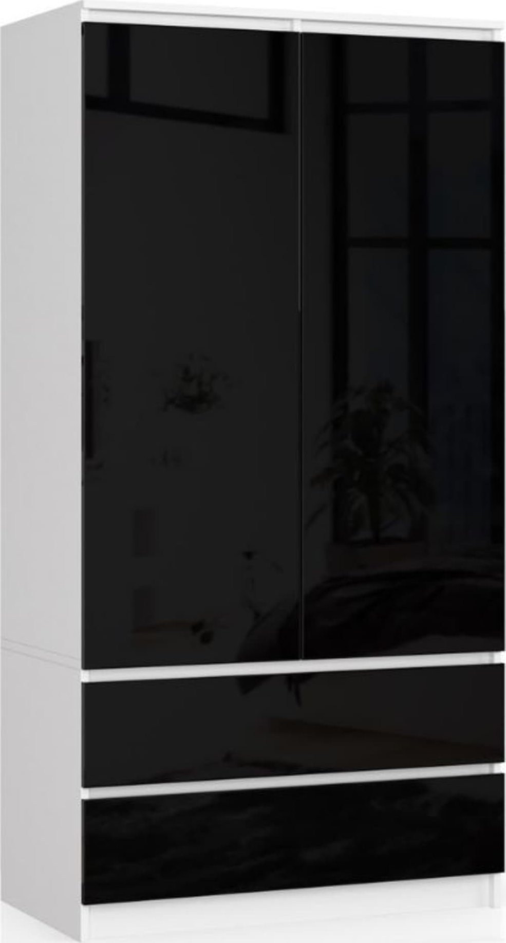 Fabryka Mebli Akord SZAFA S90 2D 2SZ CLP PK CZARNY POŁYSK