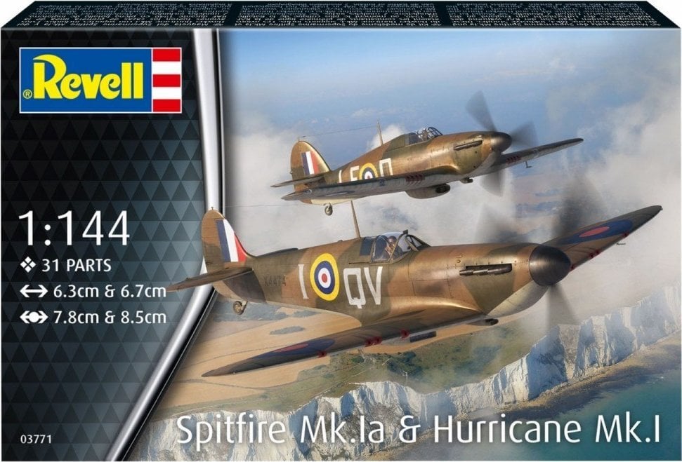 Revell Modele do sklejania Samolot Supermarine Spitfire MkIa&H.Huriccane 1/144