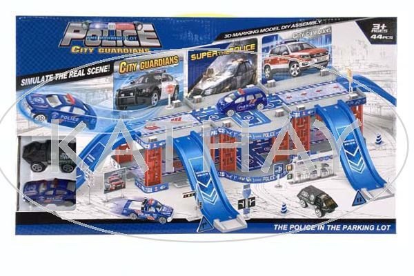 Parking policyjny w zestawie z 2 metalowymi autkami