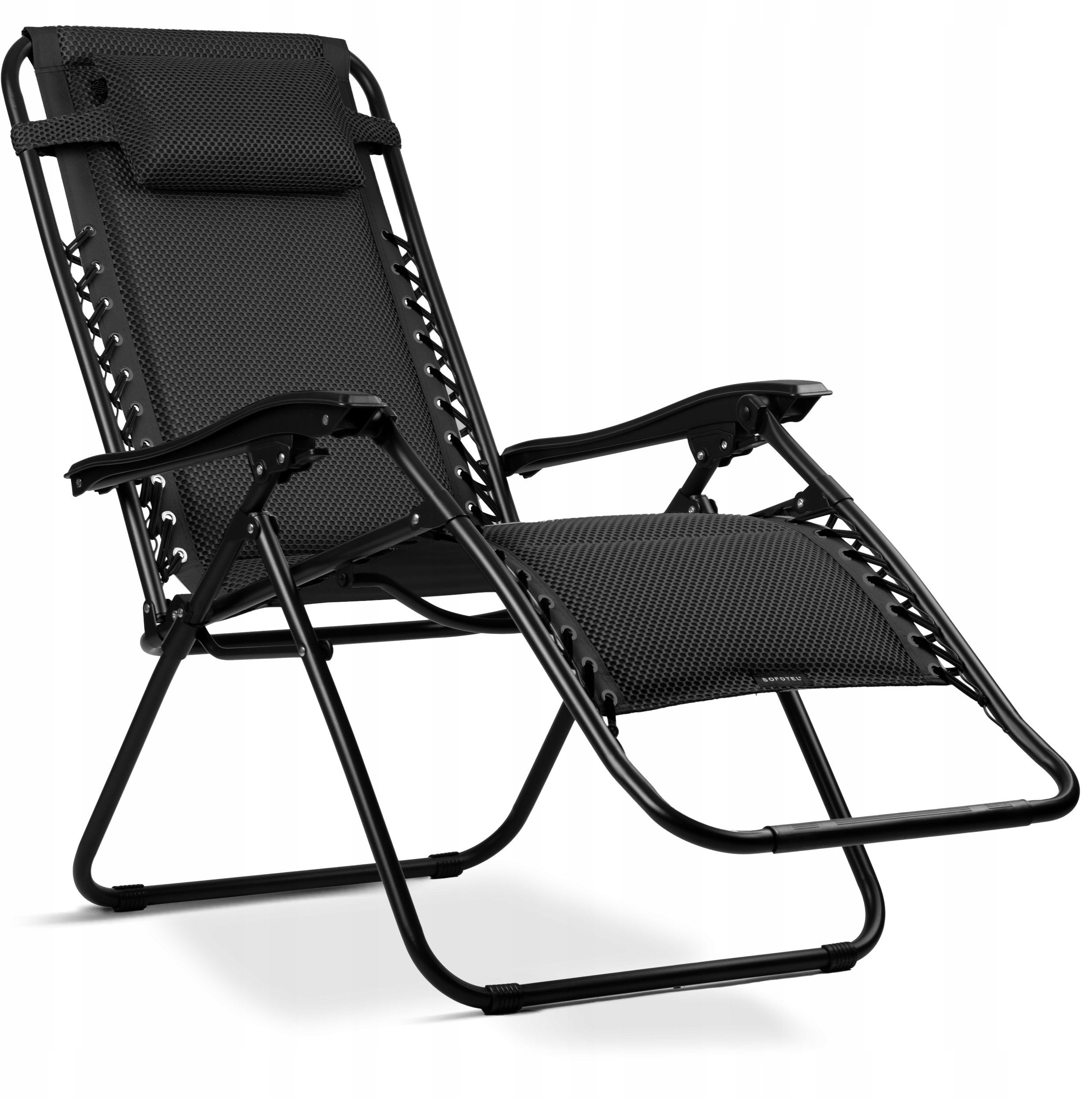 Leżak ogrodowy składany z poduszką Sofotel ChillWell Soft czarny