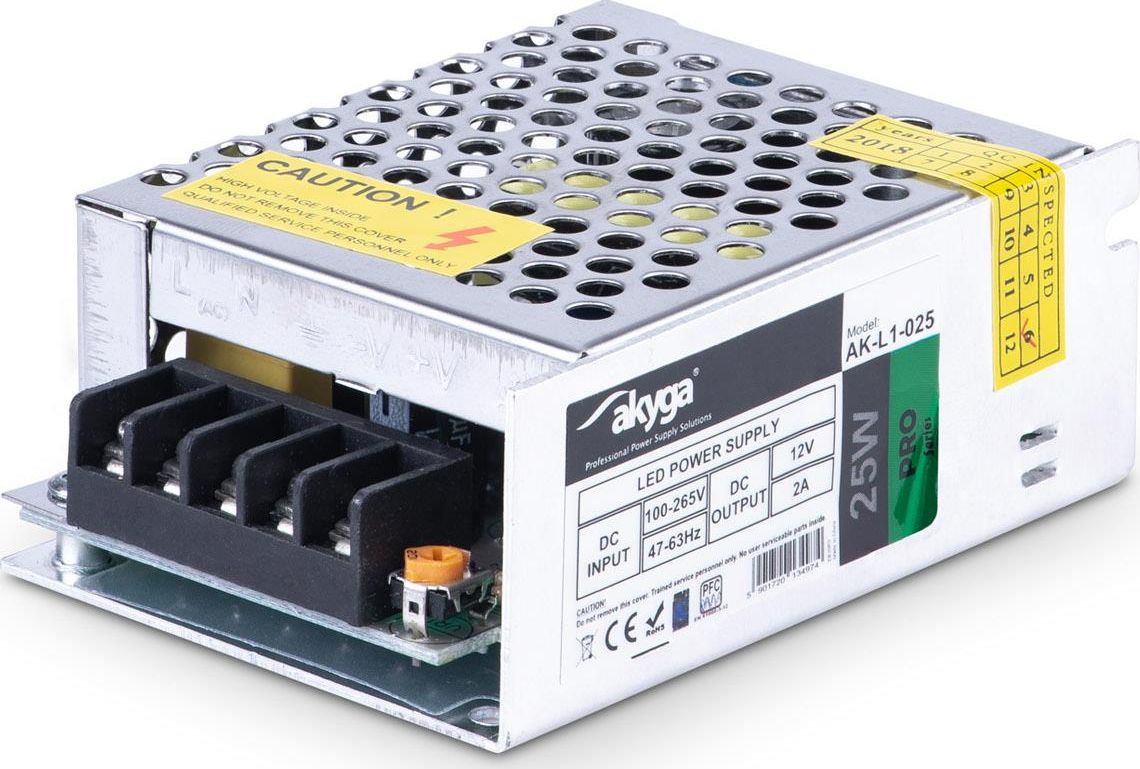 Akyga zasilacz impulsowy LED AK-L1-025 12V / 2A / 25W / 100-265V / IP20