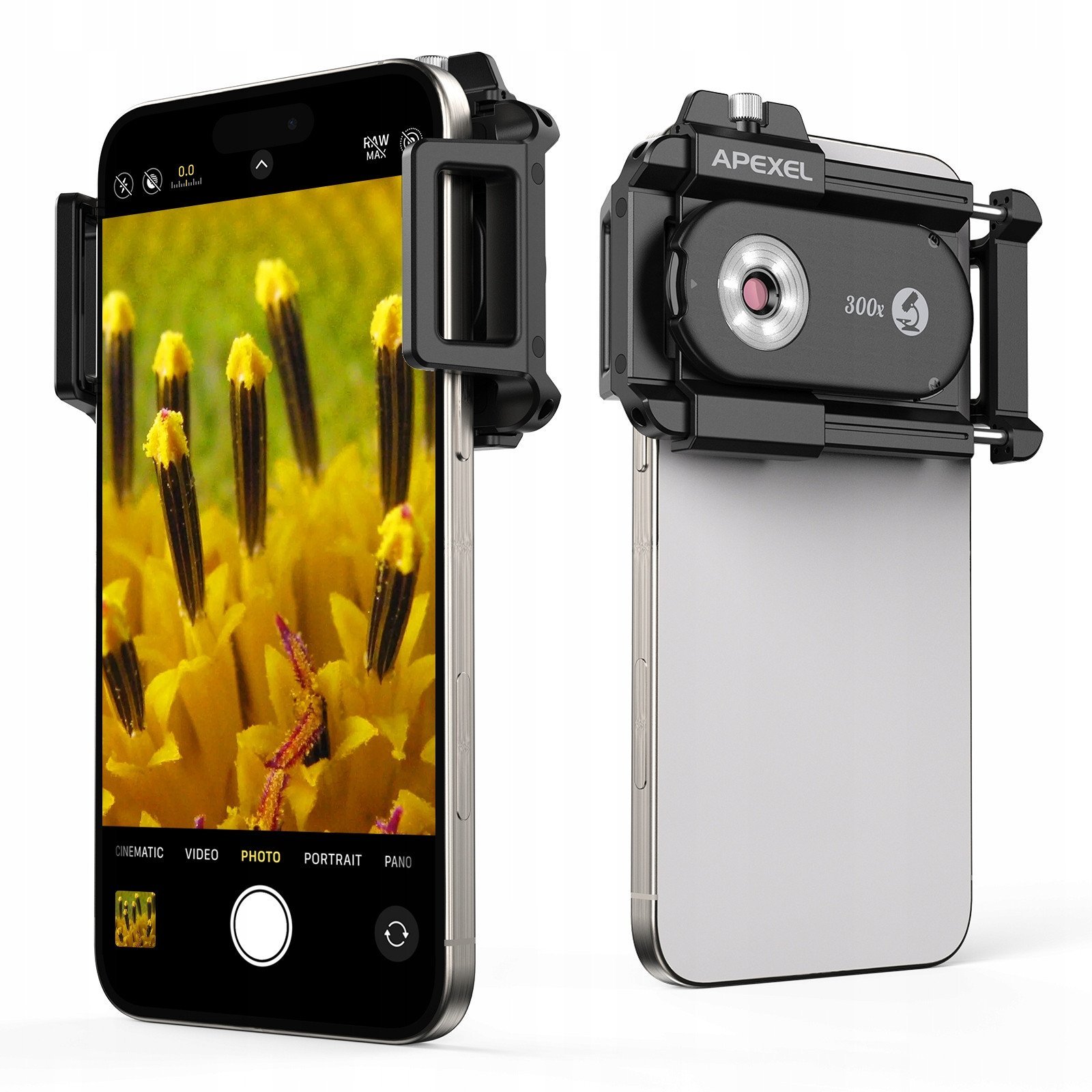 Apexel Obiektyw Mikroskop Led 300x + Filtr Cpl Do Telefonu Apl-ms300