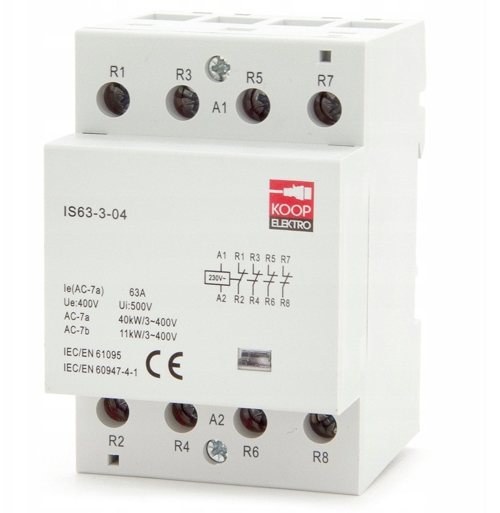KOOP Elektro Stycznik modułowy 63-04 63A 4NC 230V 3P 3-FAZ IS63-3-04