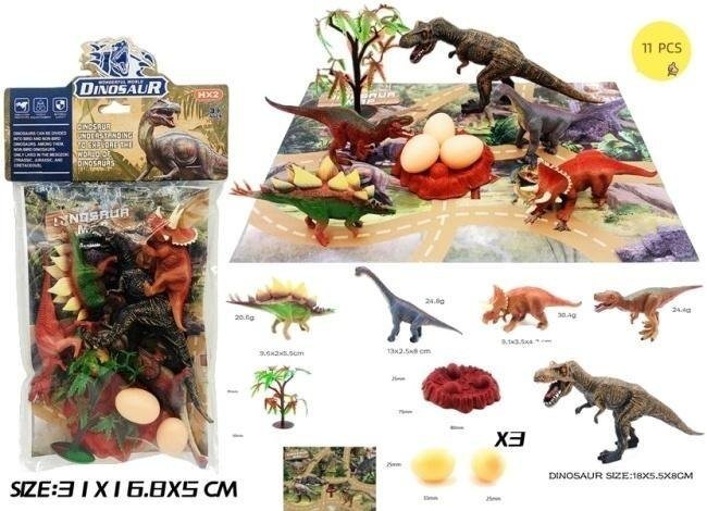 Zestaw dinozaurów z jajkiem i matą