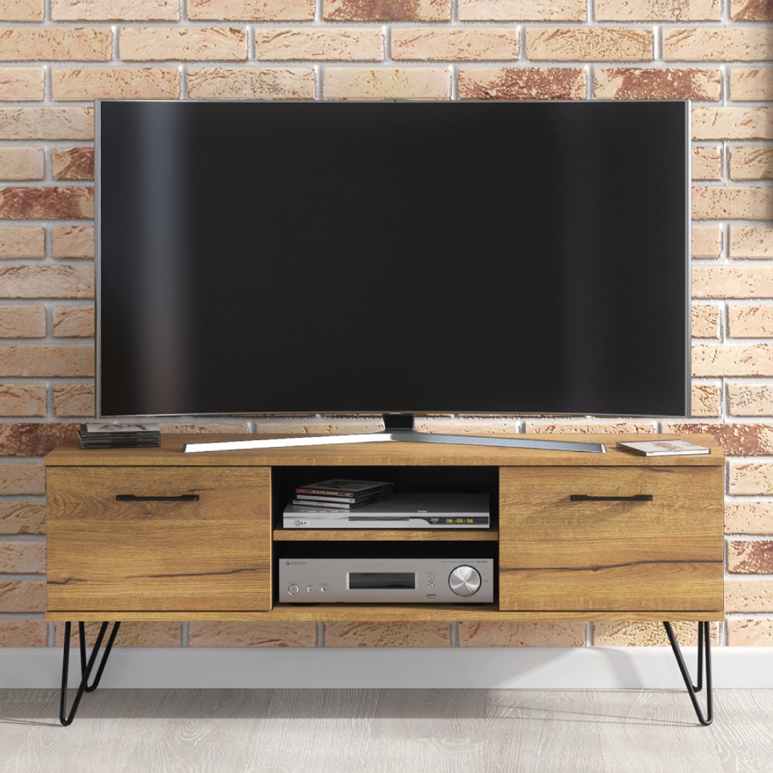 Szafka RTV Urban 120cm Loft Harpin ONE FURNITURE - Laminat Dębowy