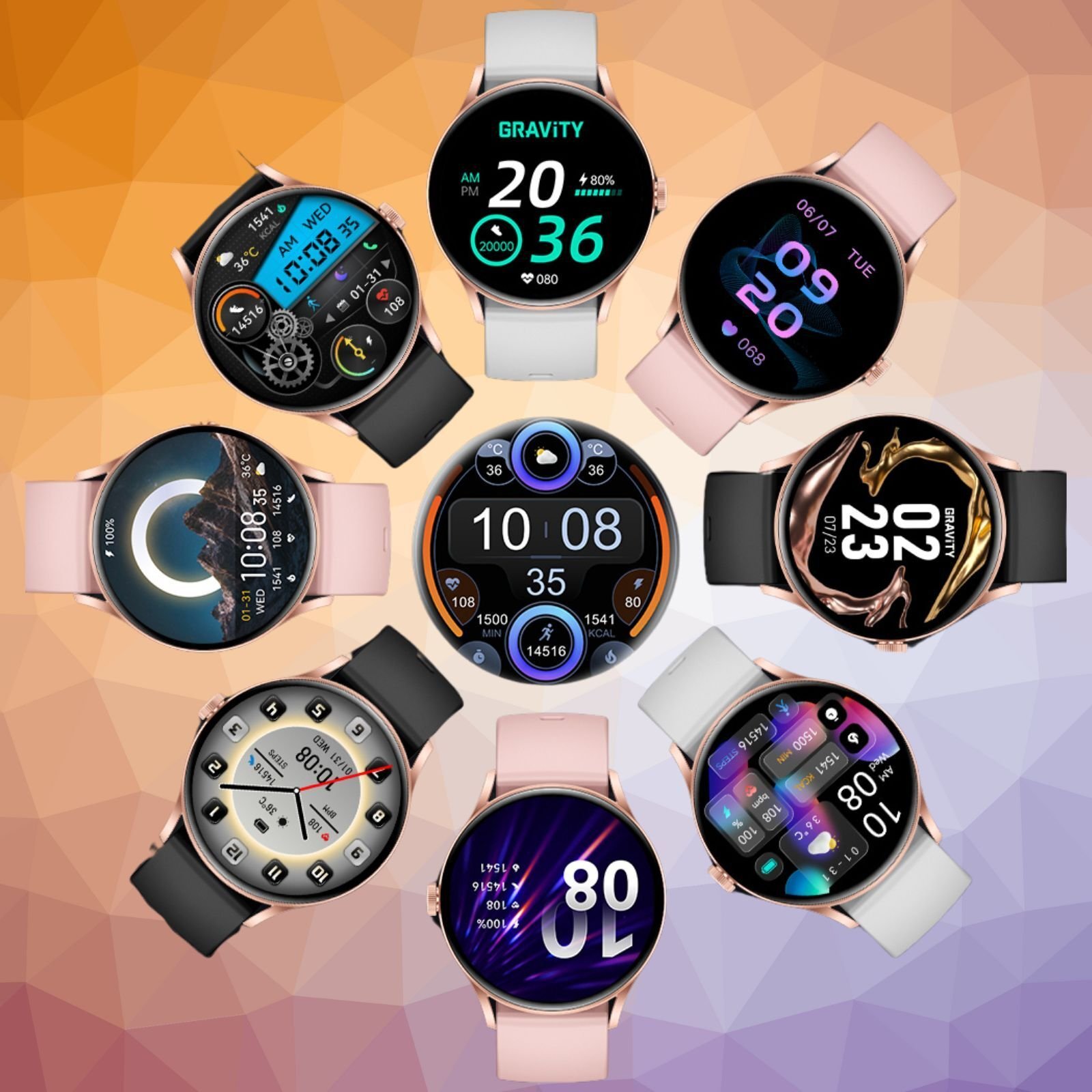 Smartwatch Gravity Zegarek damski SMARTWATCH - GT2-2 PRO RG/BK PROF