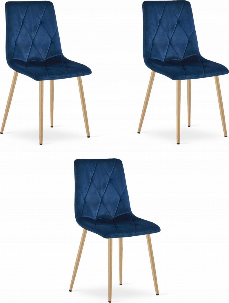 Leobert Krzesło LIBRA - granat aksamit / nogi kolor drewna x 3
