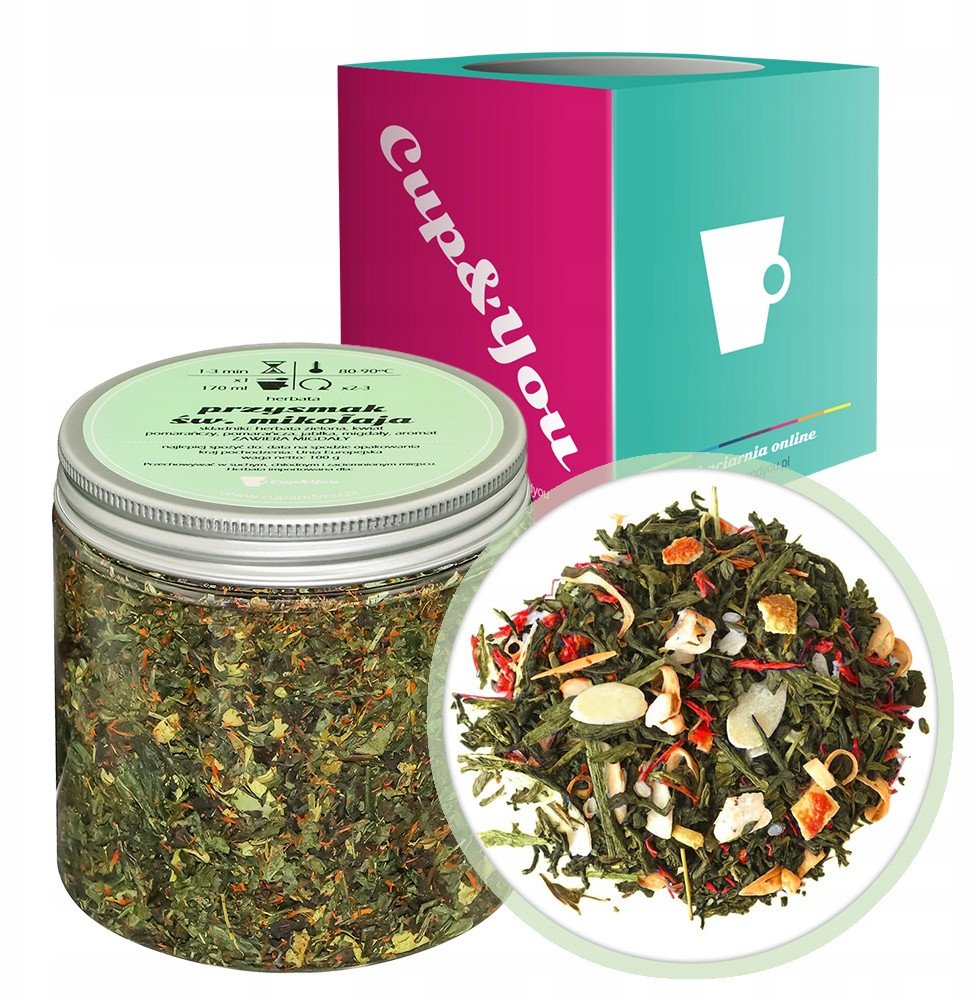 Cup&You Herbata zielona PRZYSMAK ŚW MIKOŁAJA pomarańcza jabłka migdały 100G - sypana liściasta herbata PREMIUM