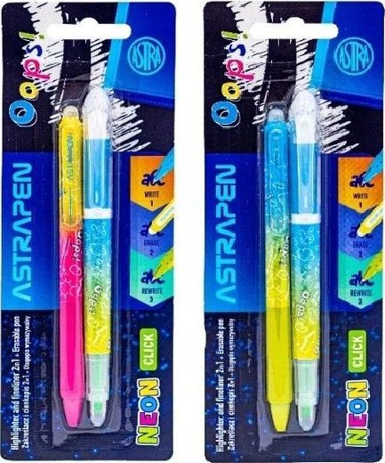 Astra Zakreślacz 2w1 + długopis wymazywalny Neon mix