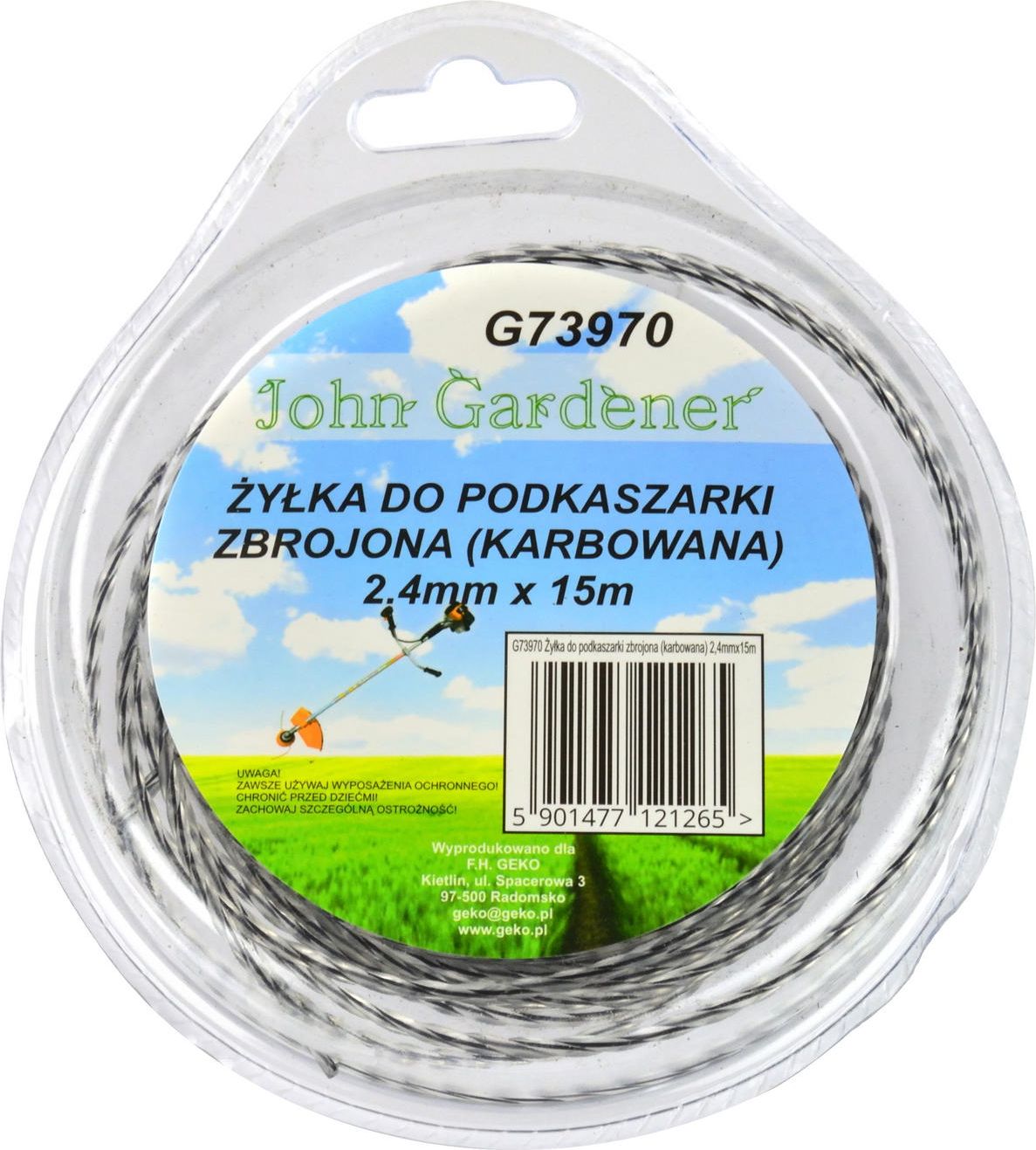 Geko Żyłka do podkaszarki zbrojona(karbowana) 2,4mmx15m(80)