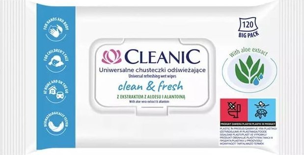 Cleanic Chusteczki odświeżające z ekstraktem z aloesu i alantoiną Cleanic