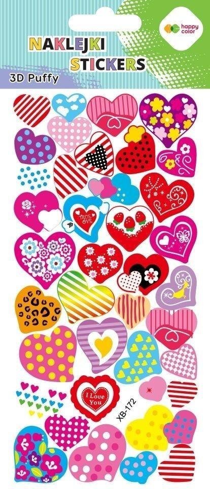 Naklejki 3D Puffy Color Hearts 9,5x22cmHAPPY COLOR