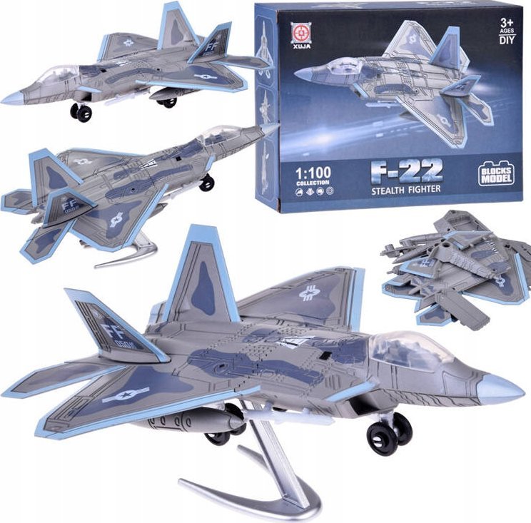 Jokomisiada Zestaw klocków samolot odrzutowiec model F-22 1:100 ZA5027