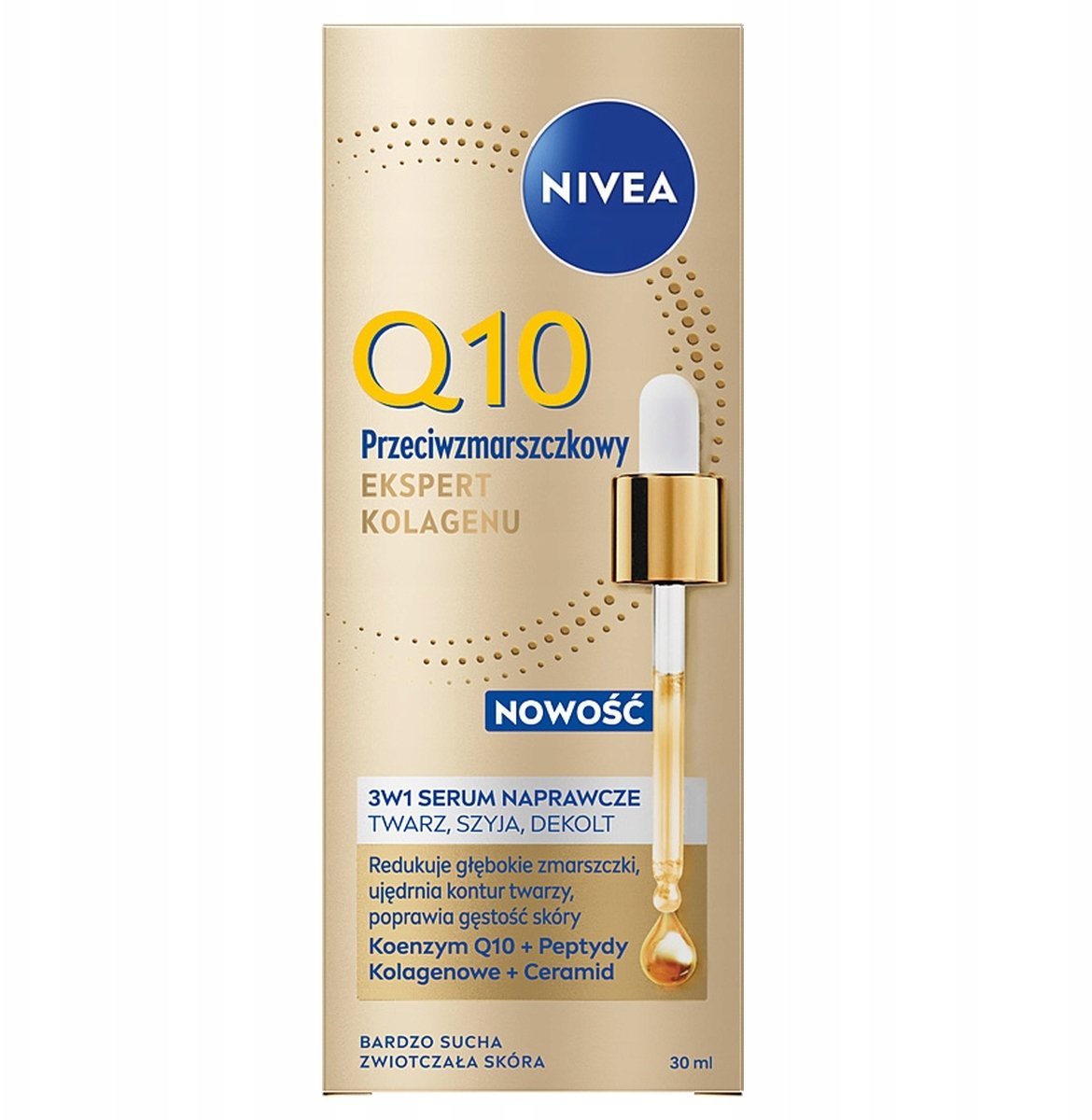 NIVEA Q10 Przeciwzmarszczkowy Ekspert Kolagenu Serum naprawcze do twarzy szyi dekoltu 30 ml
