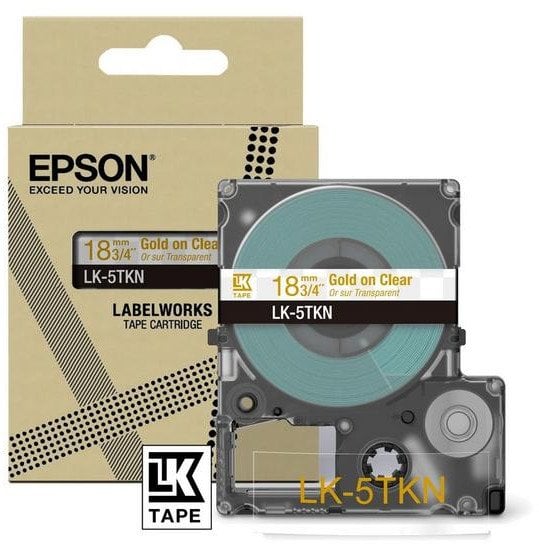 Epson LabelWorks LK-5TKN - Metallic - gold na przezroczystym - Rolle (1,8 cm x 9 m) 1 kaseta(s) z uchwytem - taśma kasetowa - do LabelWorks LW-C410, L