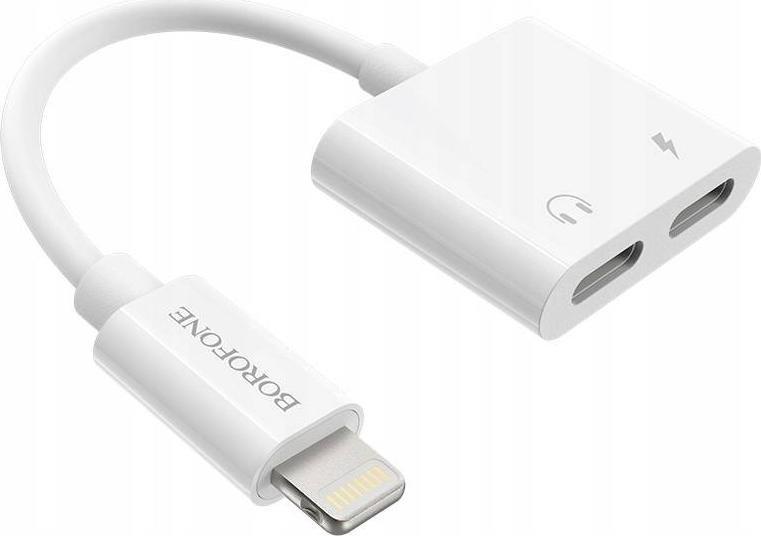 Adapter USB Borofone Lightning - Lightning x2 Biały (6931474739605)