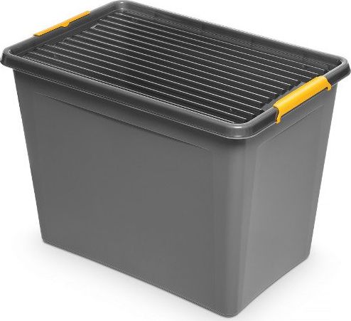 ORPLAST Wytrzymały Pojemnik na Kółkach z Pokrywką Szary 80 l SolidStore Uniwersalny