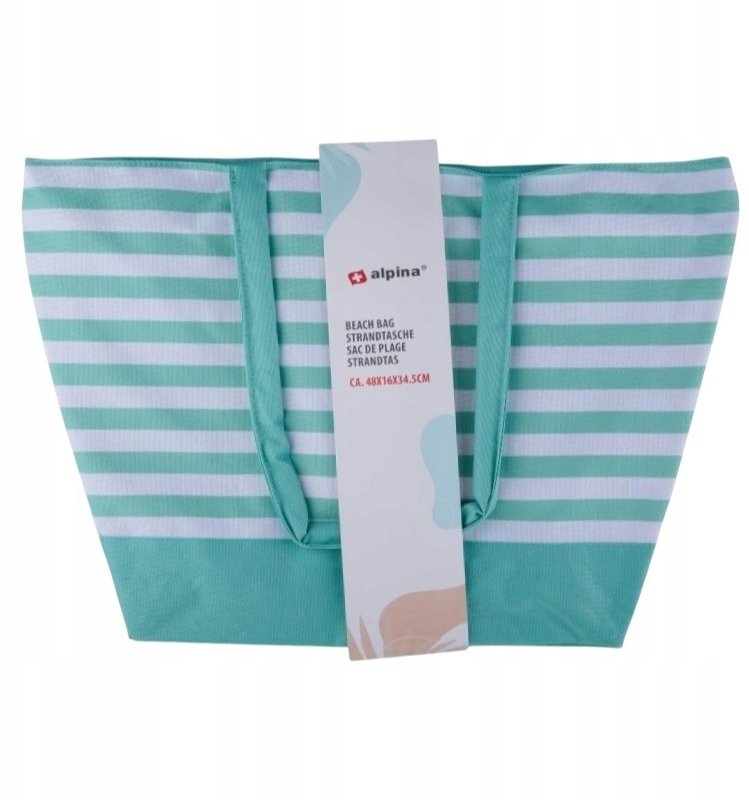 Alpina Alpina - Torba plażowa w paski 49,3x16x34 cm (Turkusowy / Biały)