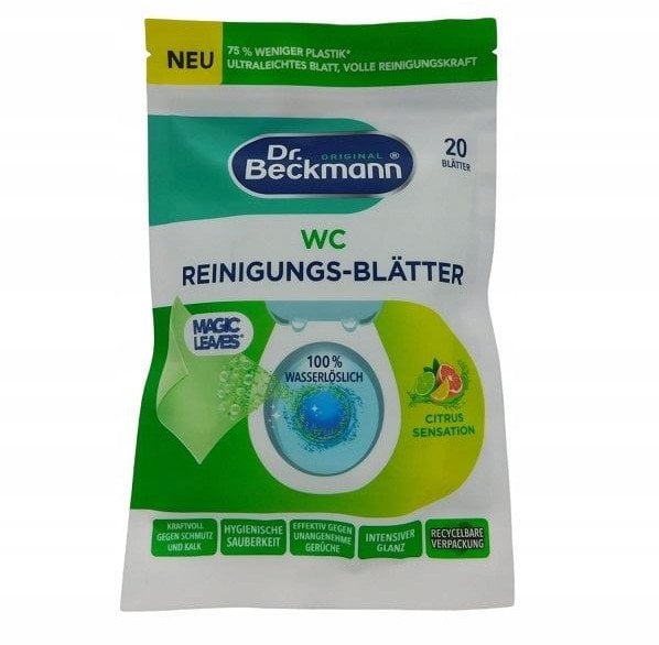 Dr. Beckmann (DE) Dr.Beckmann Listki do czyszczenia WC Cytrusowe, 20 sztuk (PRODUKT Z NIEMIEC)