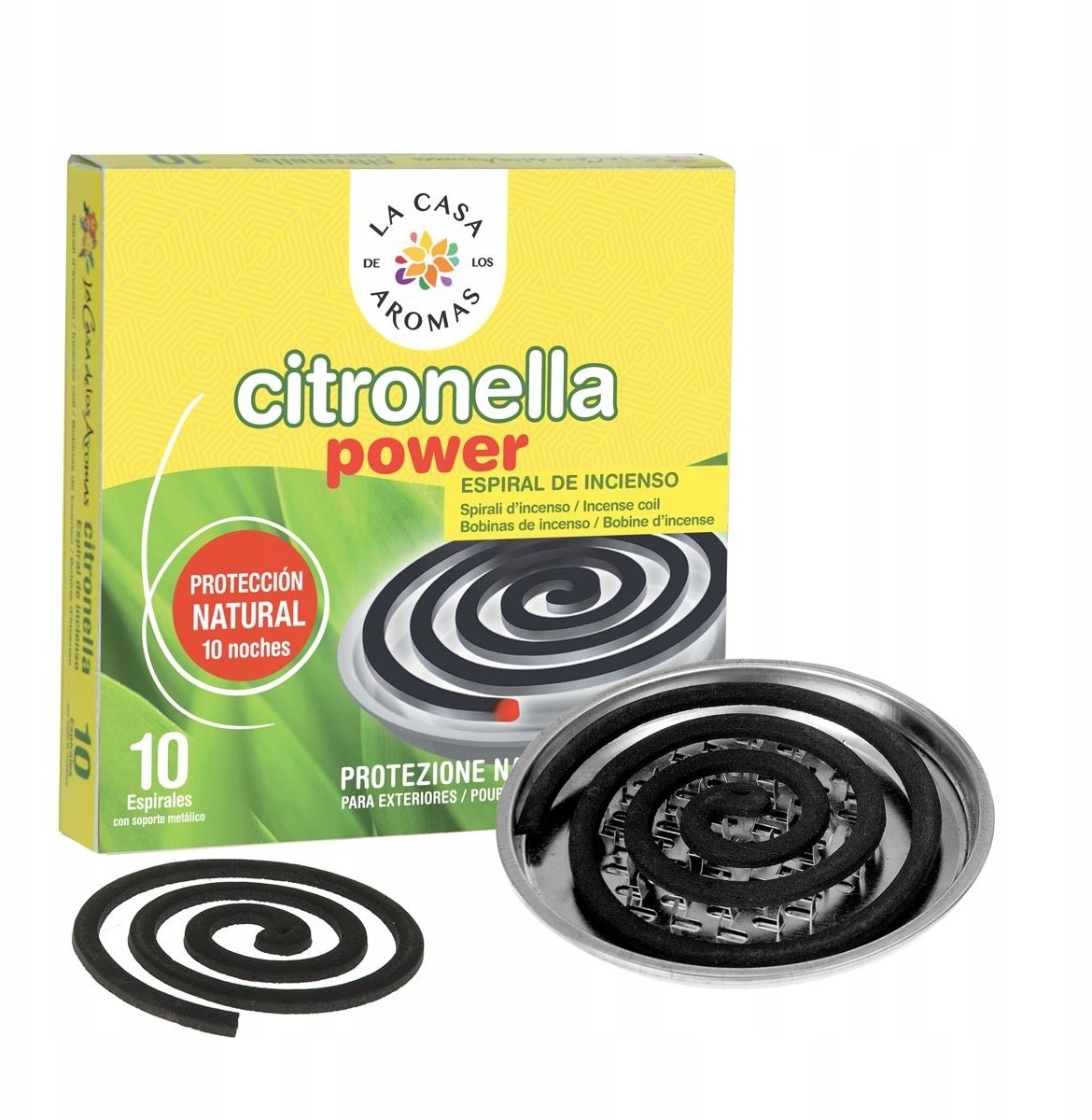 LA CASA DE LOS AROMAS_Citronella Power spirala z podstawką metalową o zapachu Trawy Cytrynowej 10szt