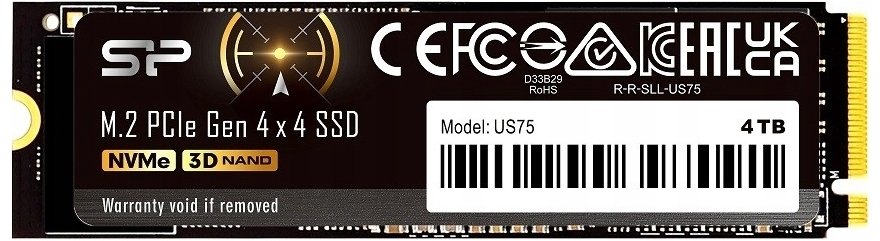Dysk SSD Silicon Power US75 4TB M.2 2280 PCI-E x4 Gen4 NVMe (SP04KGBP44US7505)