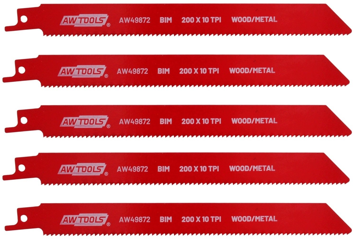 AWTools Brzeszczot BiM do piły szablastej 200mm 10 Z/CAL /5szt /Metal-drewno (AW49872)