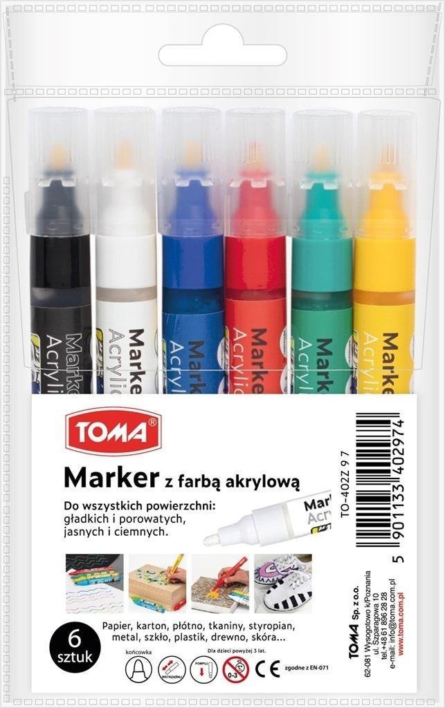 Polskie Towarzystwo Tomasza z Akwinu Marker akrylowy okrągła końcówka 2,5mm 6kol