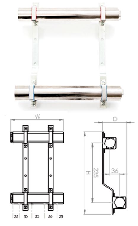 SiGMA-Li Rozdzielacz mosiężny 409x325x87mm - RM-8