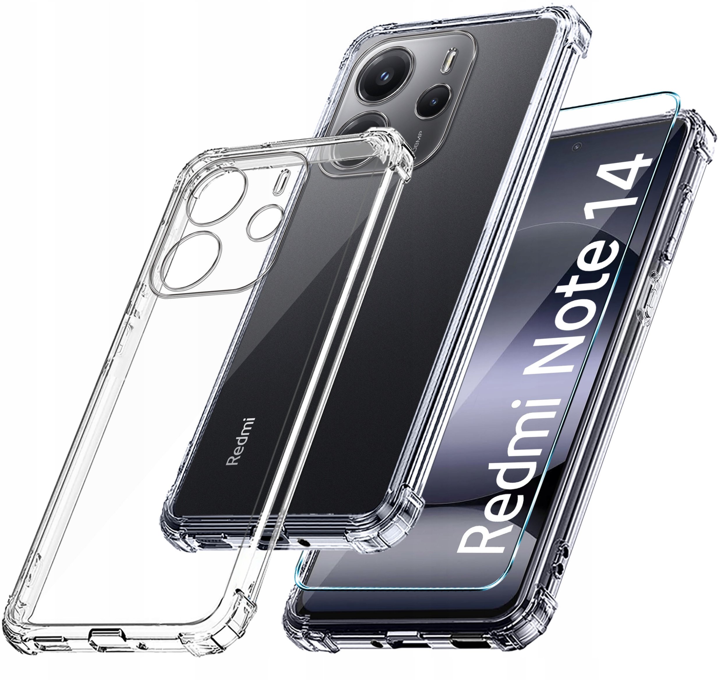 krainaGSM Etui do Xiaomi Redmi Note 14 5G PANCERNE CASE SILICON GUMOWE SLIM +SZKŁO