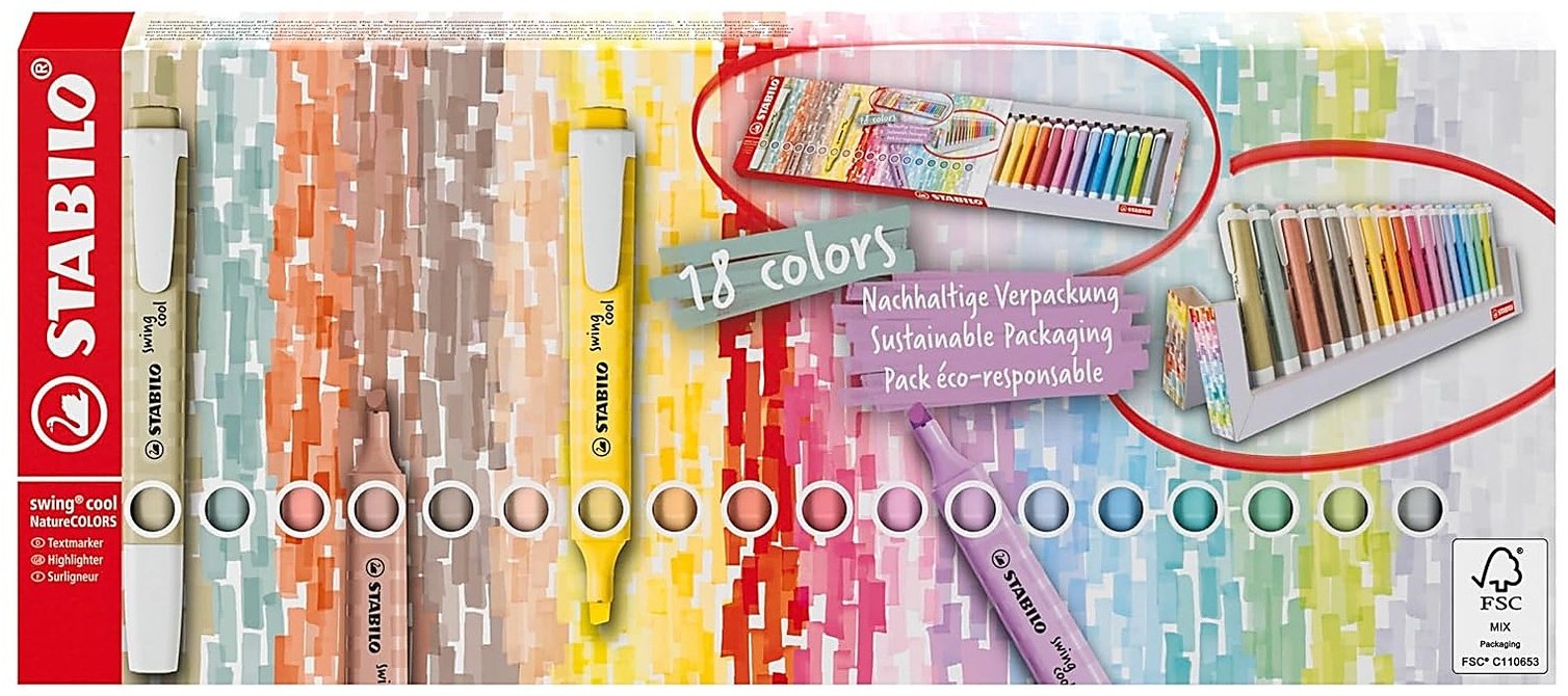 Stabilo Zakreślacze Swing Cool Pastel 18 kolorów -