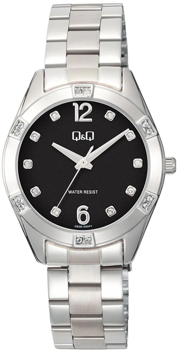 Zegarek damski QQ Q83B-006P CYRKONIE srebrny