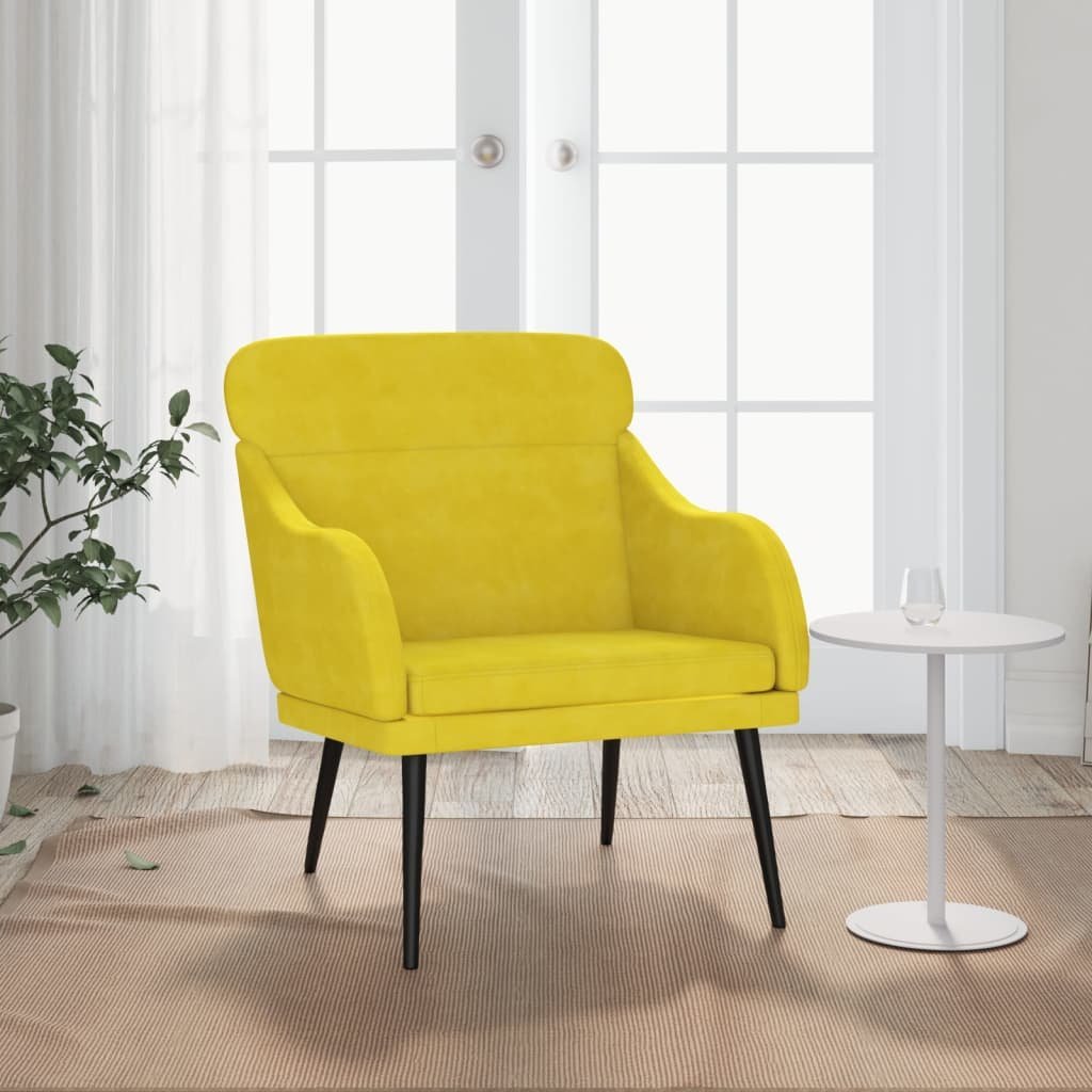 Zdjęcia - Sofa VidaXL Fotel, żółty, 63x76x80 cm, obity aksamitem 