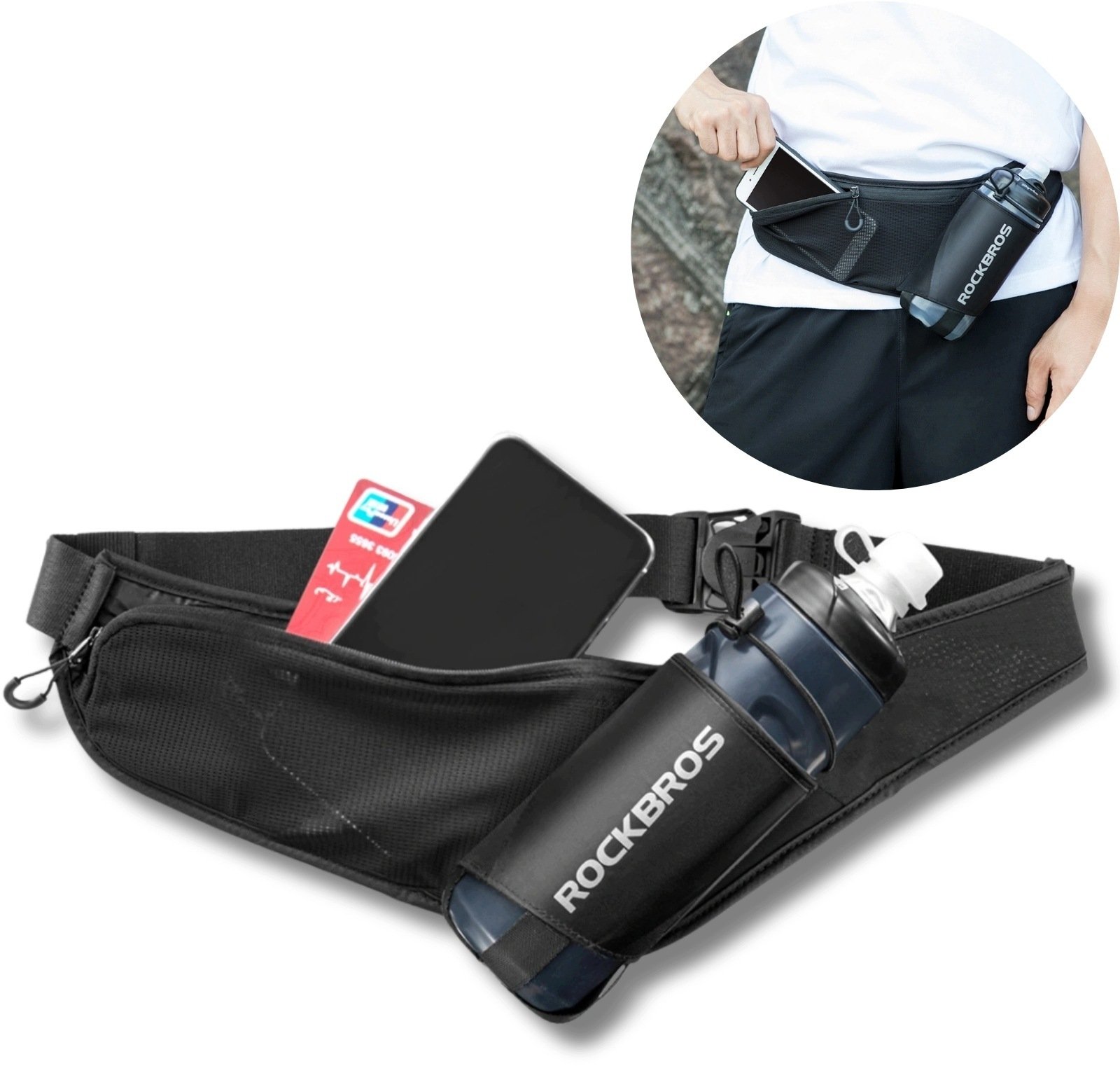 RockBros Saszetka rowerowa D45 biodrowa na bidon - czarna (5907769391637)