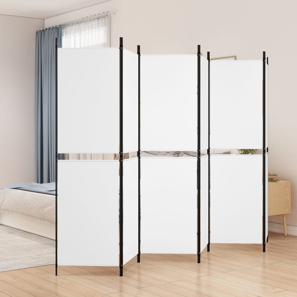 vidaXL vidaXL Parawan 6-panelowy, biały, 300 x 180 cm, tkanina