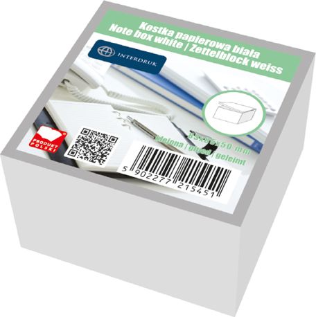 Interdruk Kostka papierowa biała 85x85x50 mm klejona
