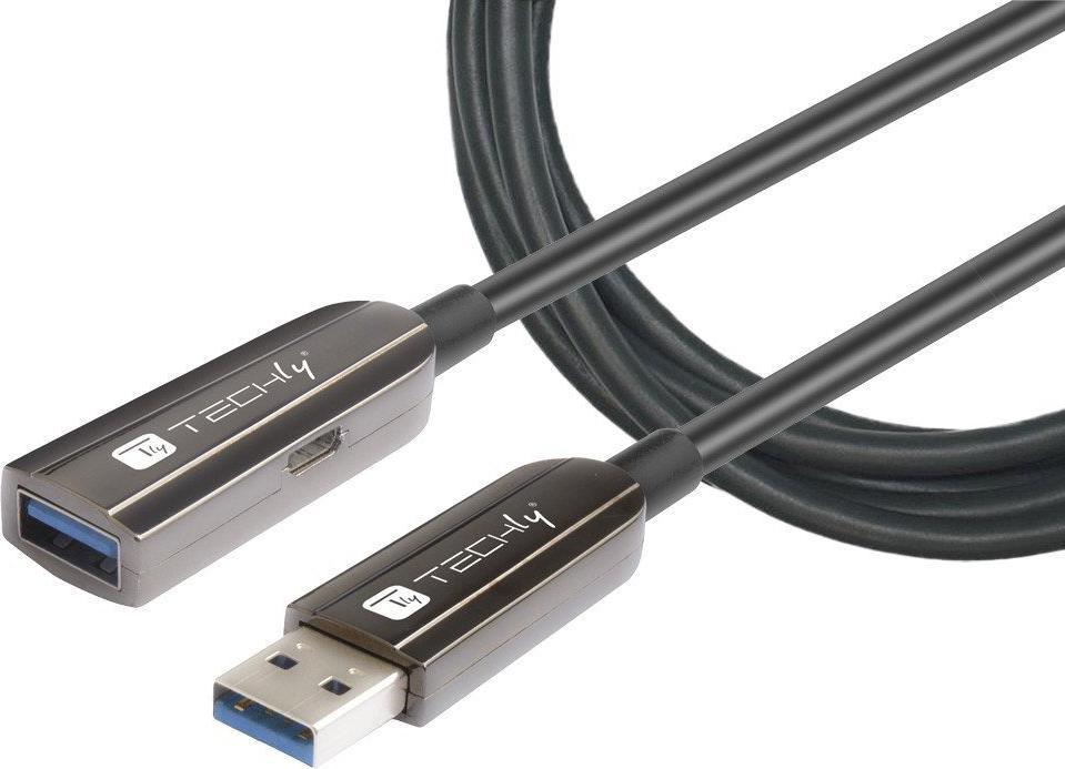 Zdjęcia - Kabel TECHLY  USB  USB-C - USB-C 20 m Czarny  (ICOC U3AMF-HY-020)
