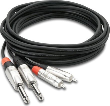 Kabel Hosa Jack 6.3 mm x2 - RCA (Cinch) x2 3.05m srebrny (HPR-010X2)
