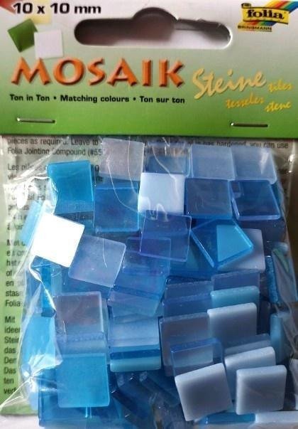 Skrzynkazdrewna Mozaika kamyczki 10x10mm niebieska
