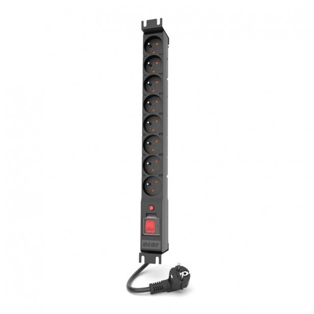 Listwa zasilająca Acar PDU RACK przeciwprzepięciowa 8 gniazd 1.5 m czarna (W2406)
