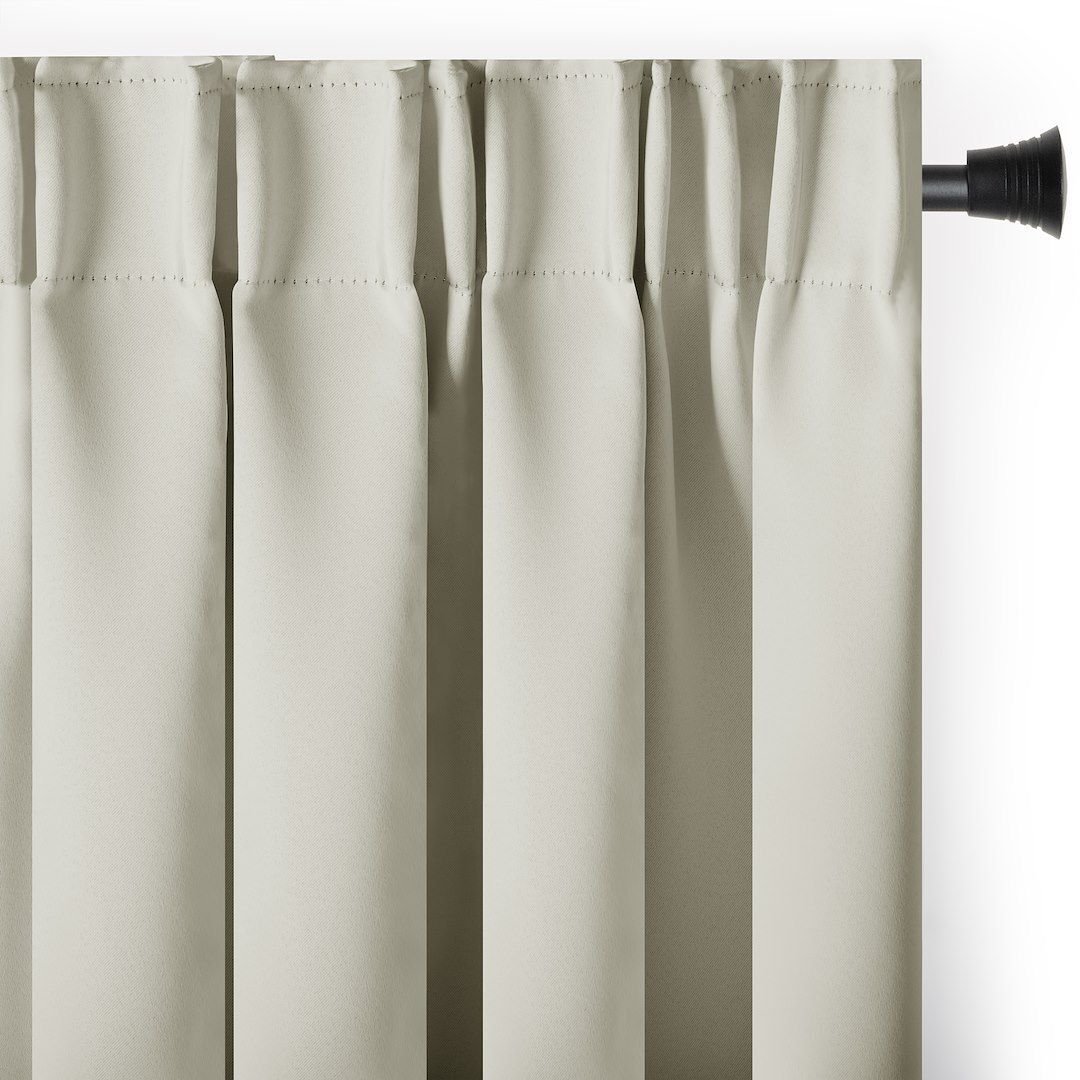 Zasłona blackout 90% na taśmie z szarfą 140x300 cm kremowa Restilo