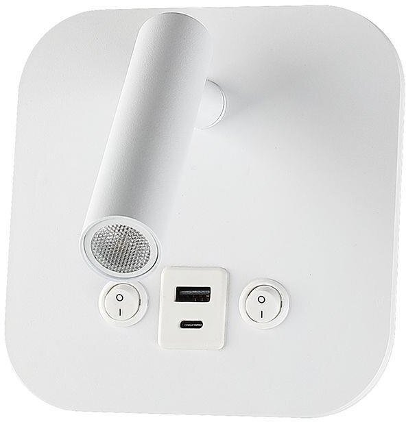 Kinkiet VTAC Oprawa LED V-TAC 8W COB CREE kinkiet biały hotel łóżko USB+USB C włącznik VT-80068-W 3000K 830lm