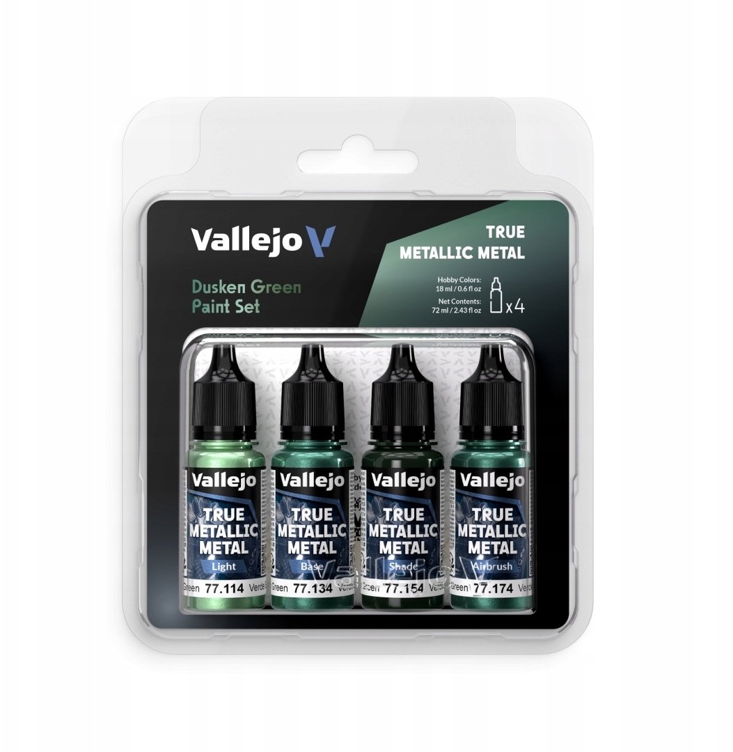 Vallejo Vallejo: 77.257 - True Metallic Metal - Dusken Green Paint Set
