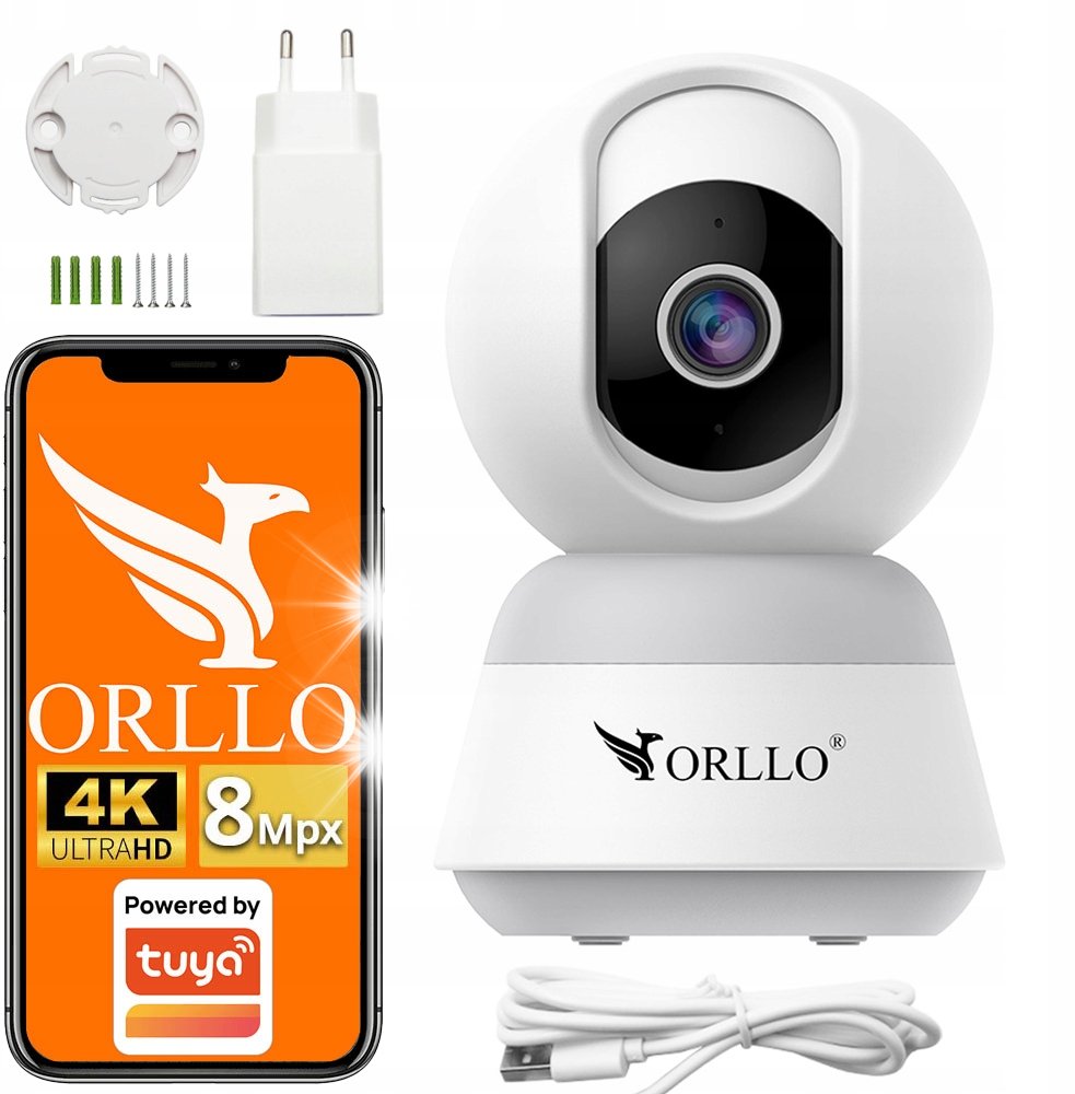 Kamera IP ORLLO Kamera ORLLO TW1 WiFi IP 8MP 4K Domowa Wewn Obrotowa Mikrofon Głośnik