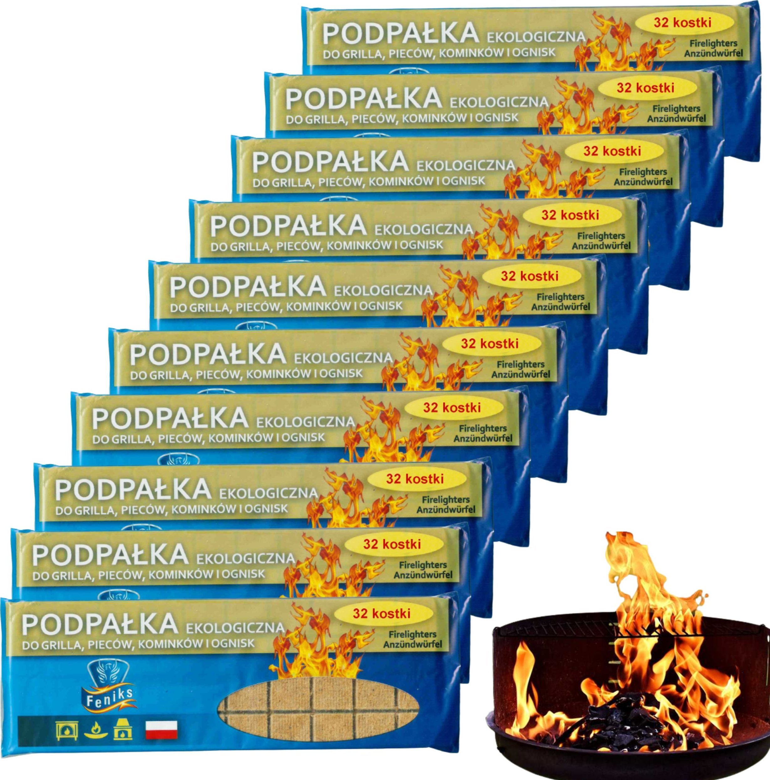 Feniks 10x Podpałka (szara) 32-kostki do rozpalania grilla